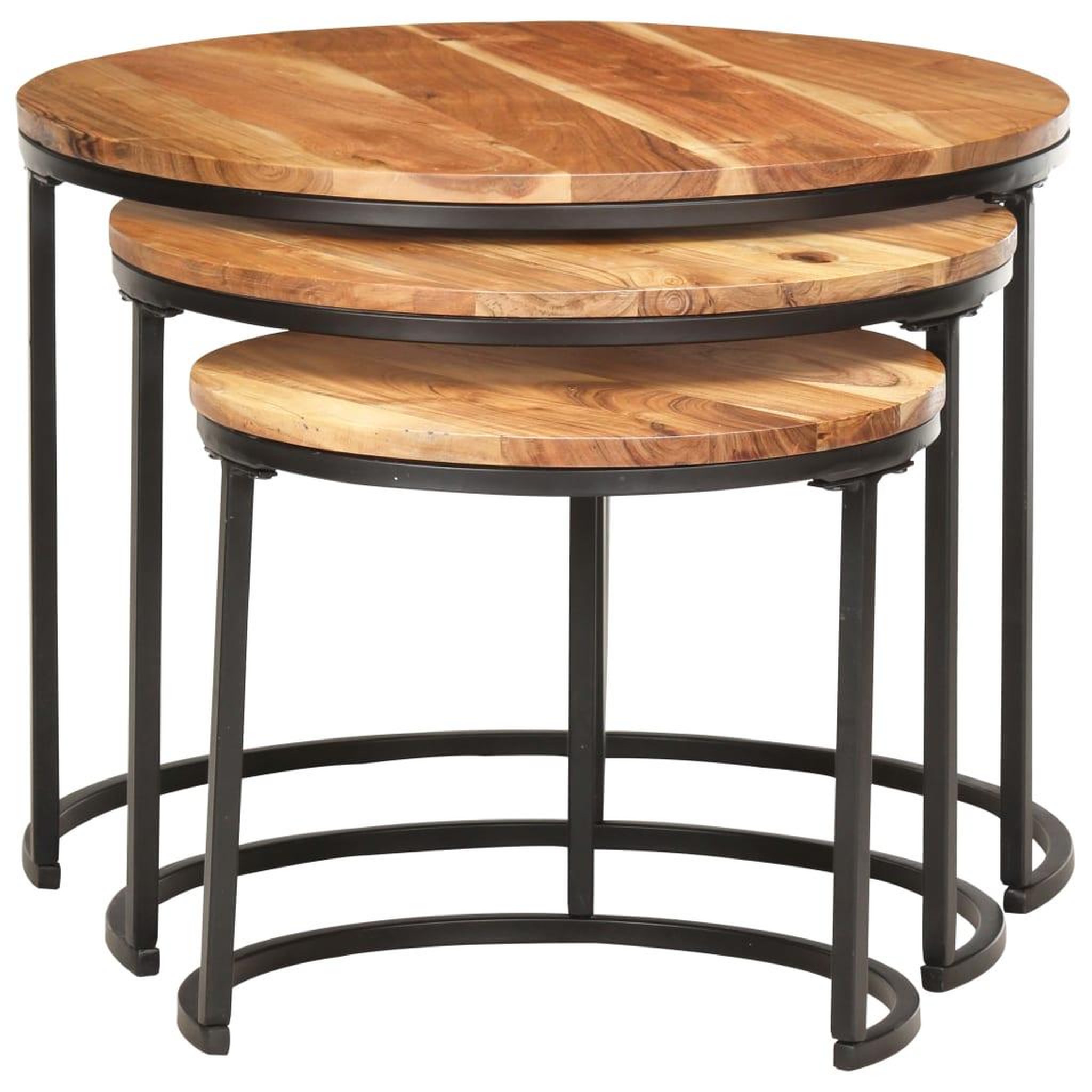 Voir la diapositive 2 : VIDAXL Tables gigognes 3 pcs Bois d'acacia massif