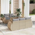 VIDAXL Salon de jardin avec coussins 6 pcs beige resine tressee
