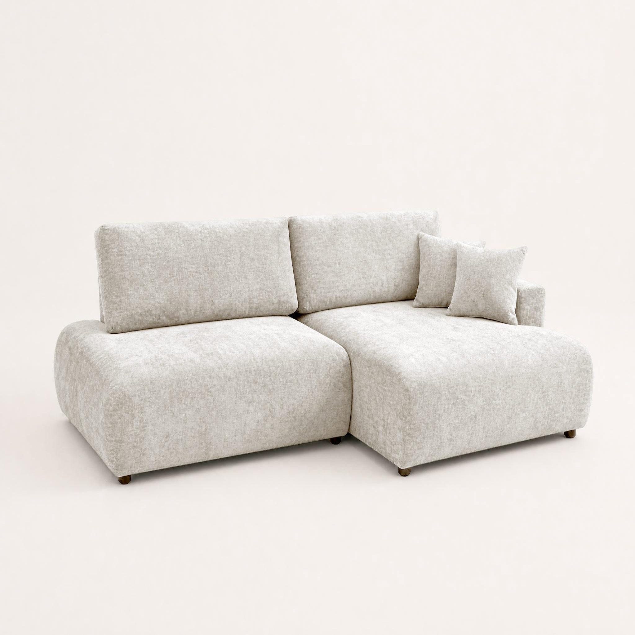 Voir la diapositive 3 : BEST MOBILIER Pivoine - canapé d'angle ouvert droit 4 places convertible avec coffre en tissu texturé