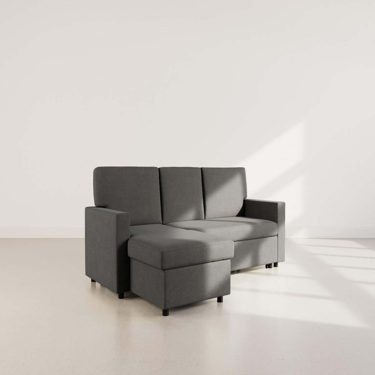 BEST MOBILIER Meiya - canapé d'angle réversible 4 places convertible avec coffre en tissu