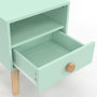 Voir la diapositive 5 : ID MARKET Table de chevet enfant JACOB 1 tiroir + 1 niche vert d'eau et bois