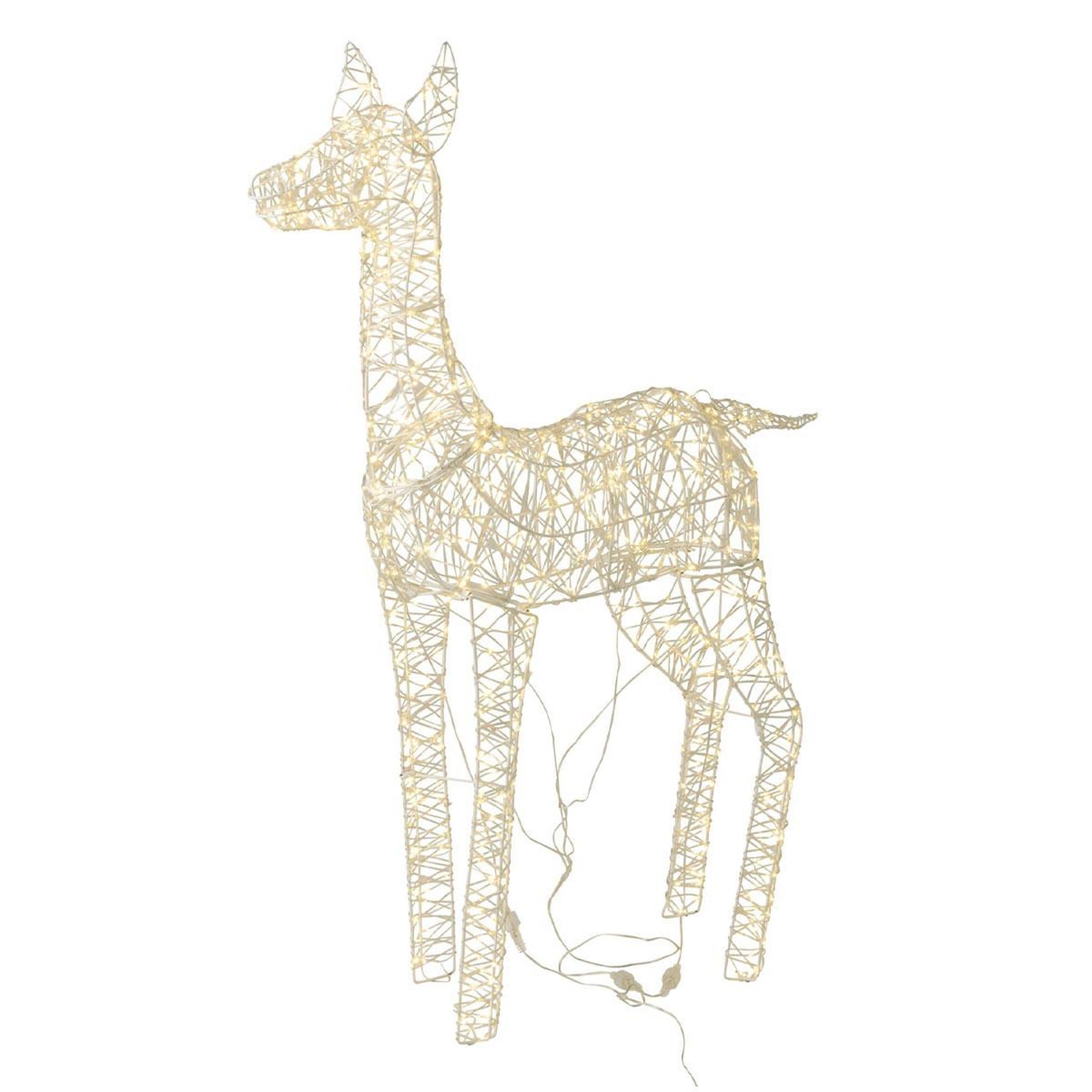 J-LINE Cerf à LED en Métal  Aubierge  110cm Blanc
