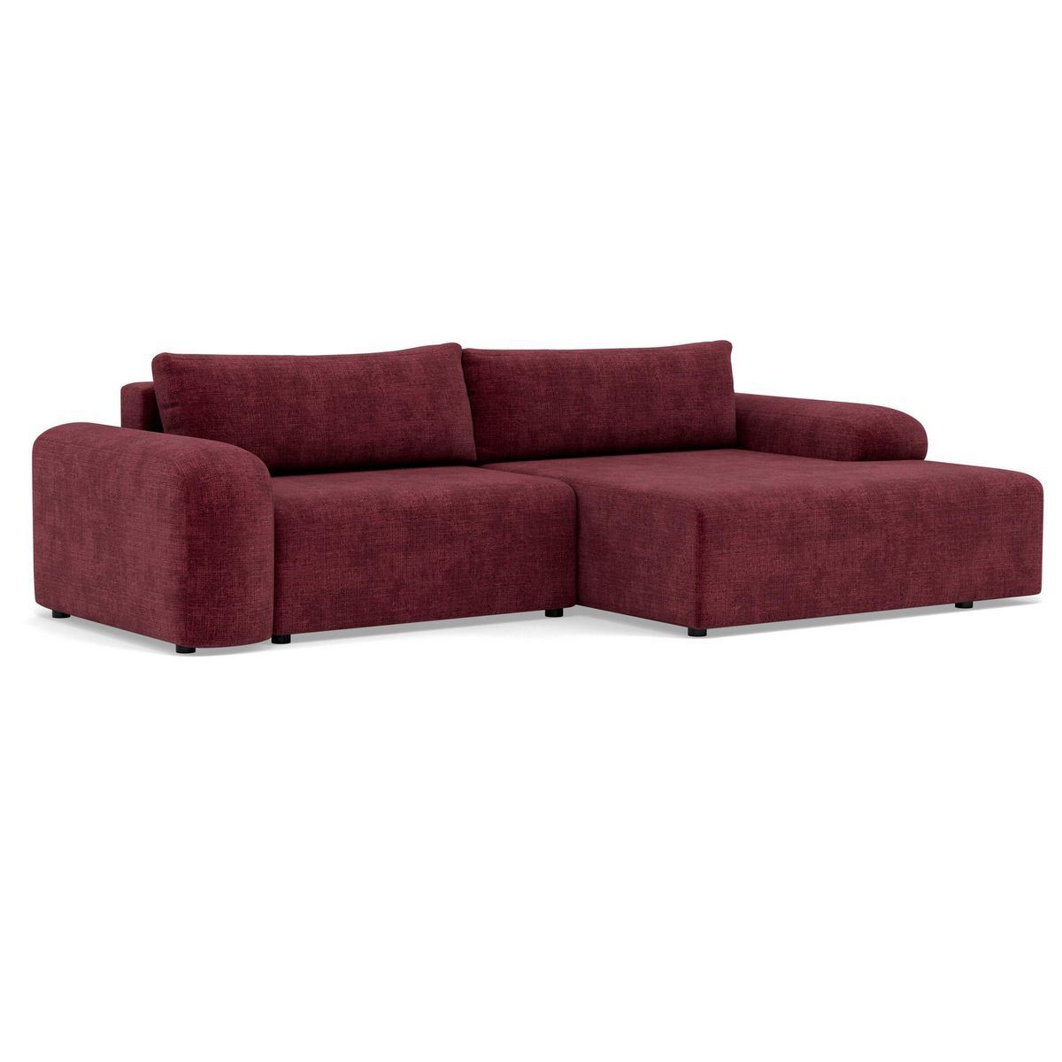 BEST MOBILIER Rebecca - canapé d'angle droit 4 places convertible avec coffre en velours texturé