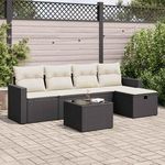 VIDAXL Salon de jardin 6 pcs avec coussins noir resine tressee