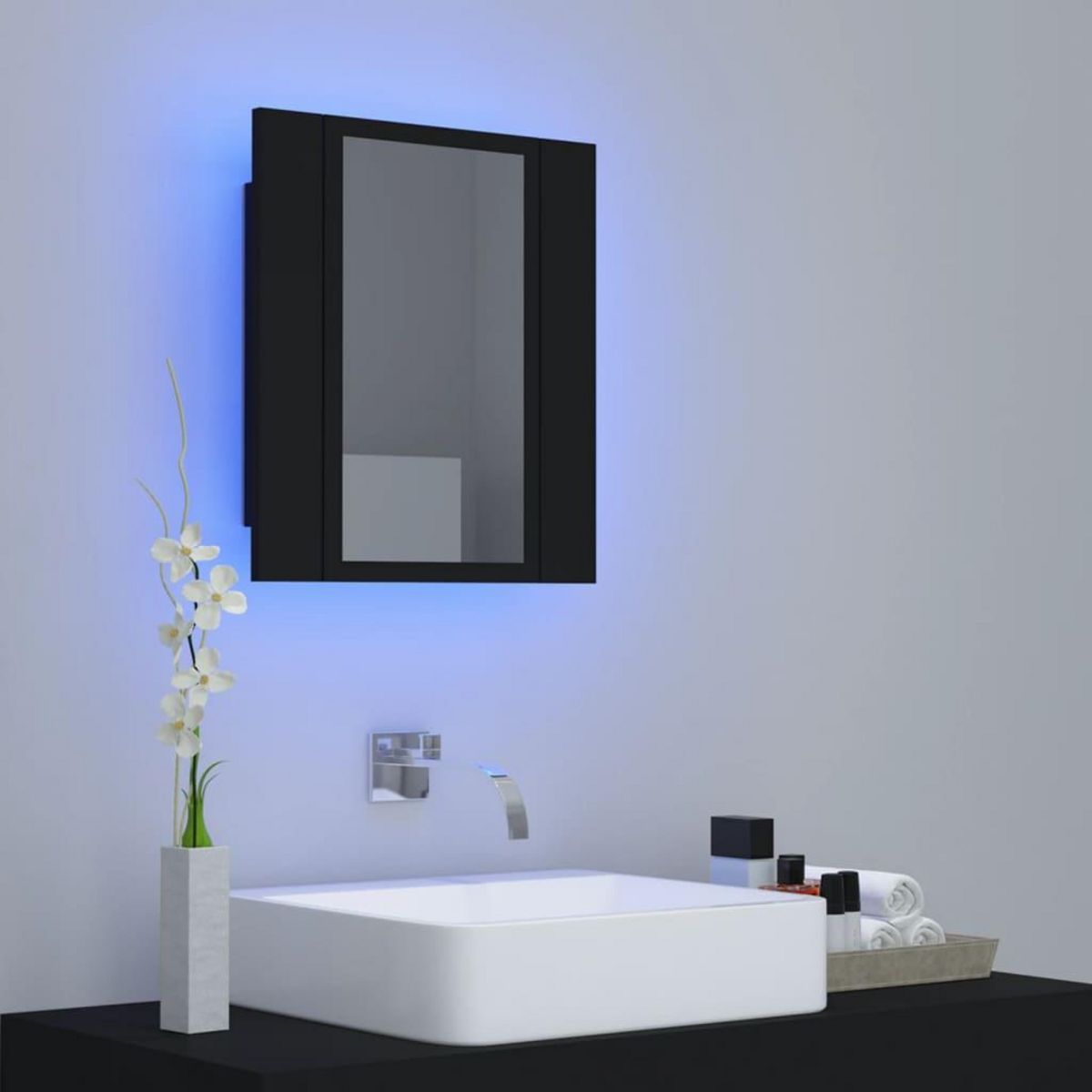VIDAXL Armoire a miroir de salle de bain LED Noir 40x12x45cm Acrylique