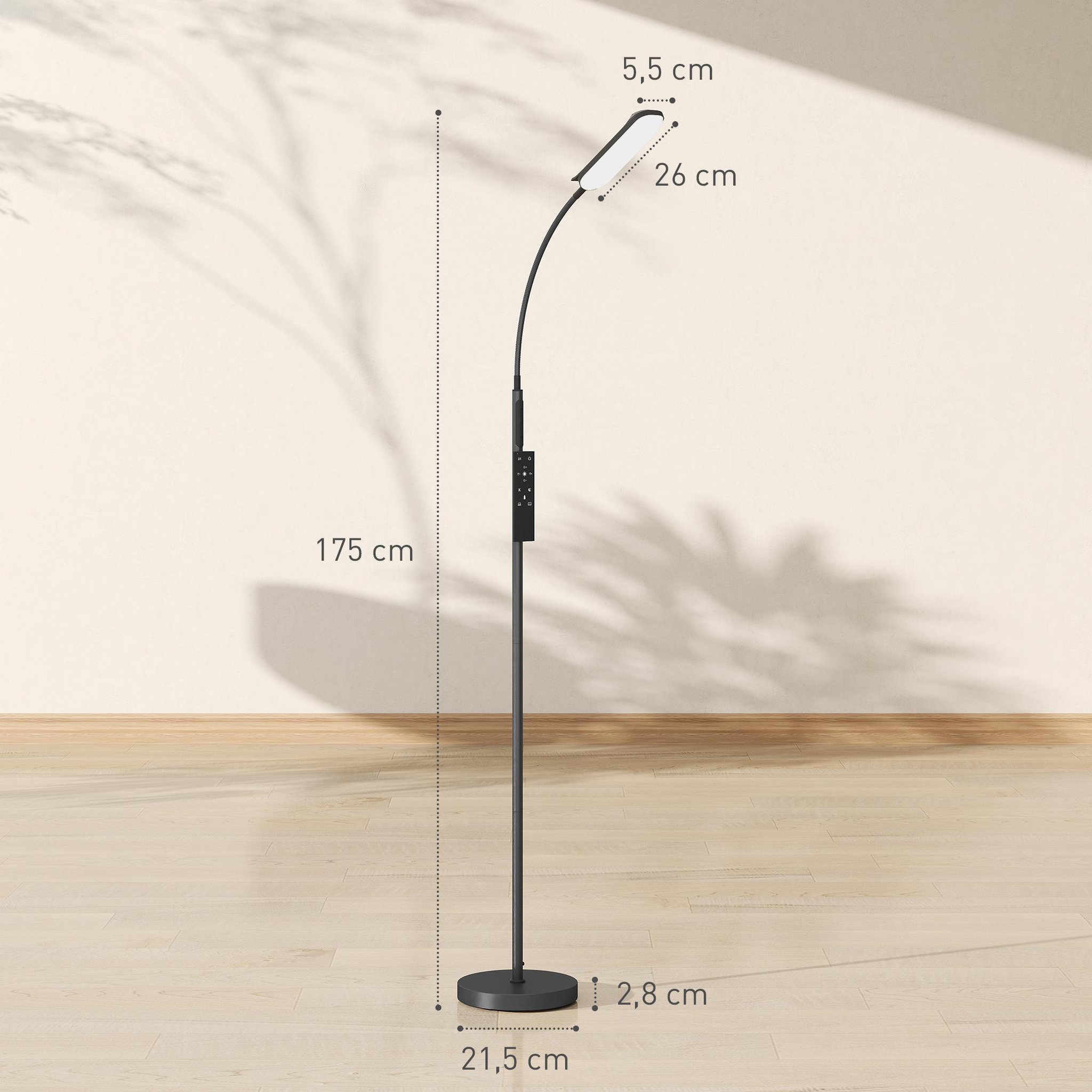 Voir la diapositive 3 : HOMCOM Lampadaire led dimmable avec télécommande - contrôle tactile, réglable - h.175 cm - acier polycarbonate noir