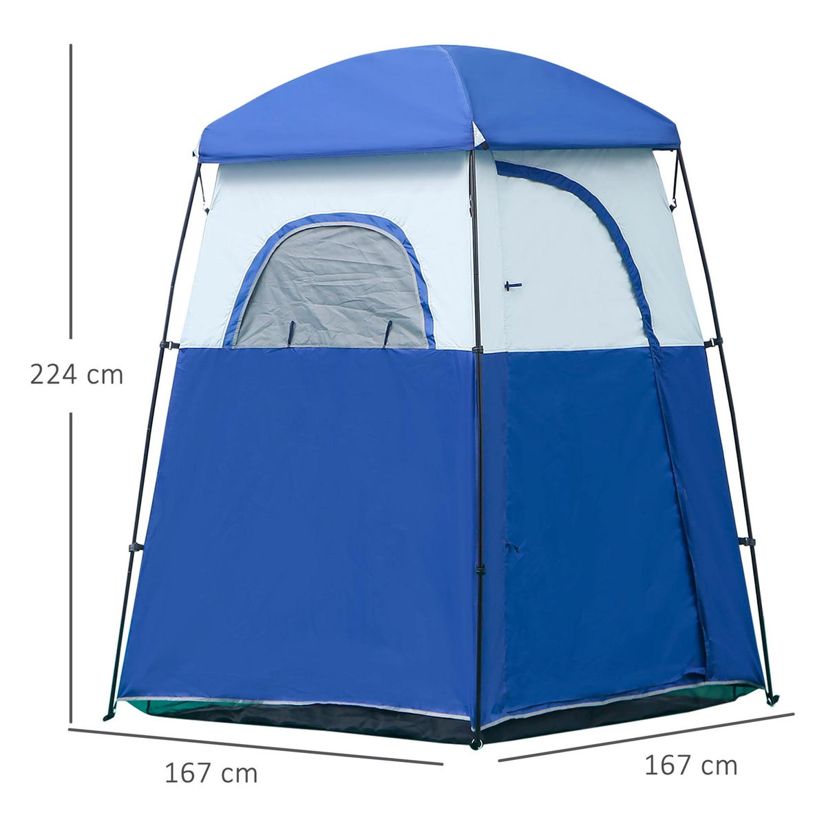 OUTSUNNY Tente cabine de douche portable pour camping 1-2 personnes sac de transport inclus étanche - Oxford - dim. 167L x 167l x 224H cm - bleu et blanc