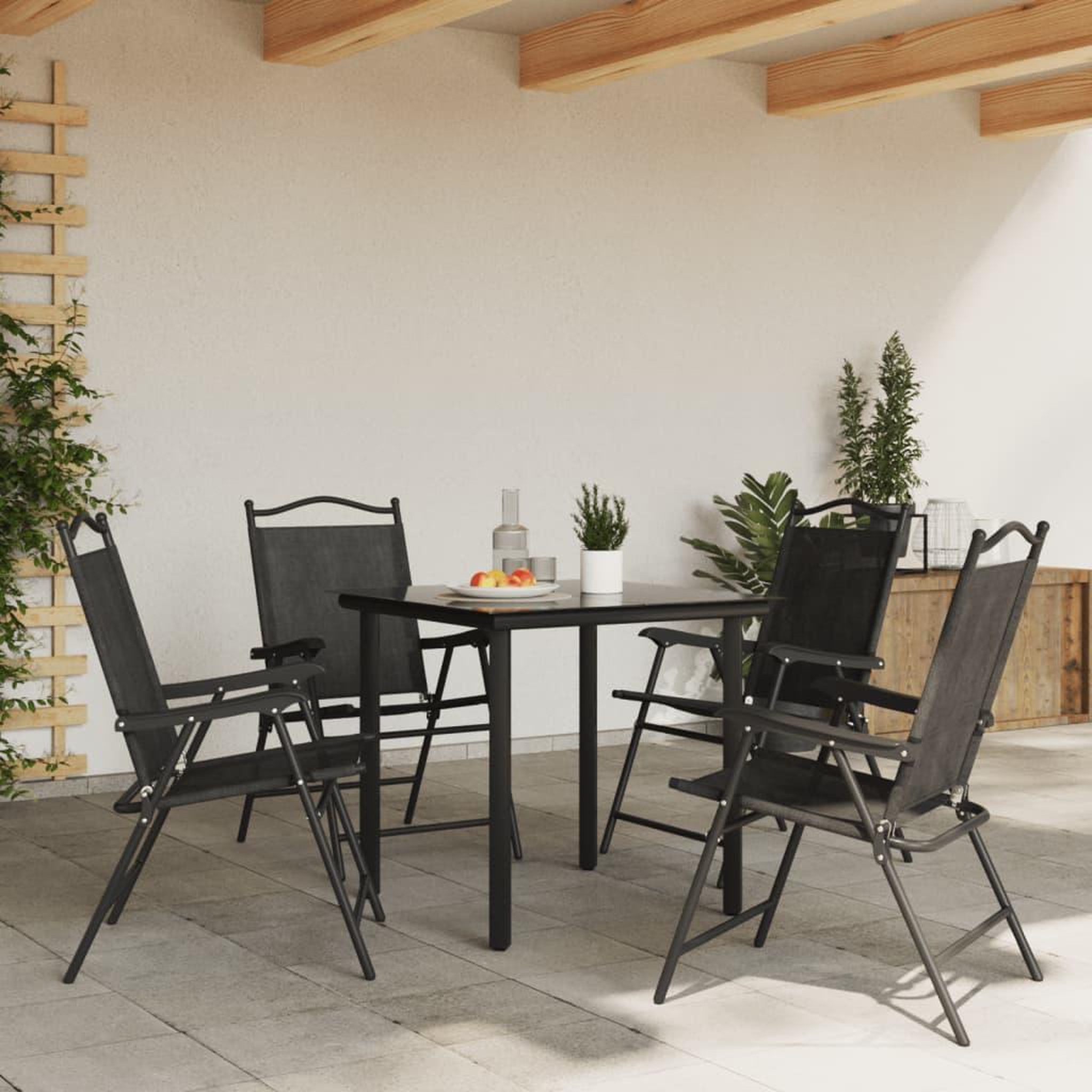 Voir la diapositive 3 : VIDAXL Chaises de jardin pliables lot de 4 en acier et textilene