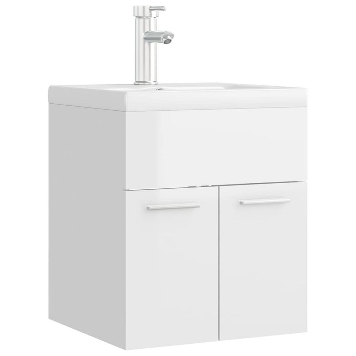 VIDAXL Armoire d'evier lavabo integre blanc brillant bois d'ingenierie