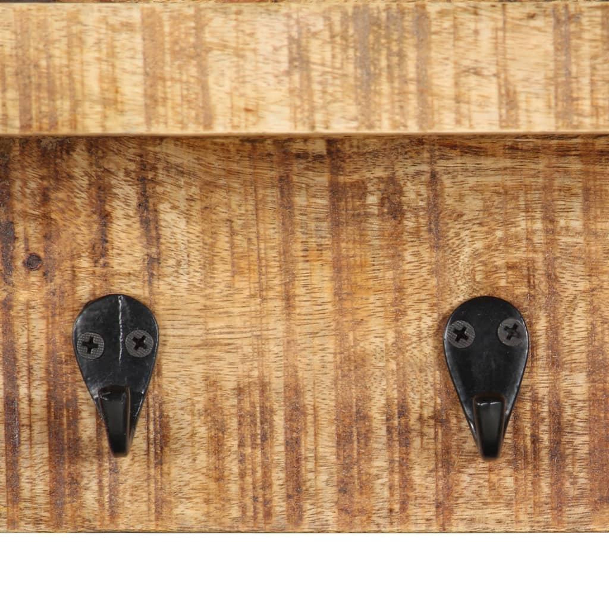 Voir la diapositive 5 : VIDAXL Porte-manteau mural 60x15x20 cm Bois de manguier brut solide