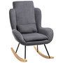 Voir la diapositive 1 : HOMCOM Fauteuil à bascule oreilles rocking chair grand confort accoudoirs assise dossier garnissage mousse haute densité lin gris