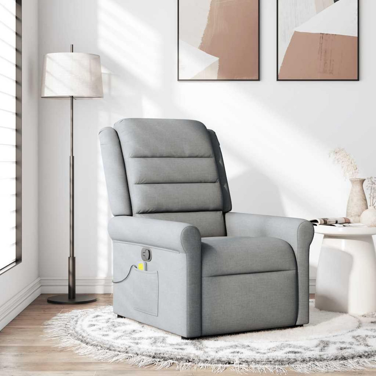 VIDAXL Fauteuil de massage inclinable Gris clair Tissu