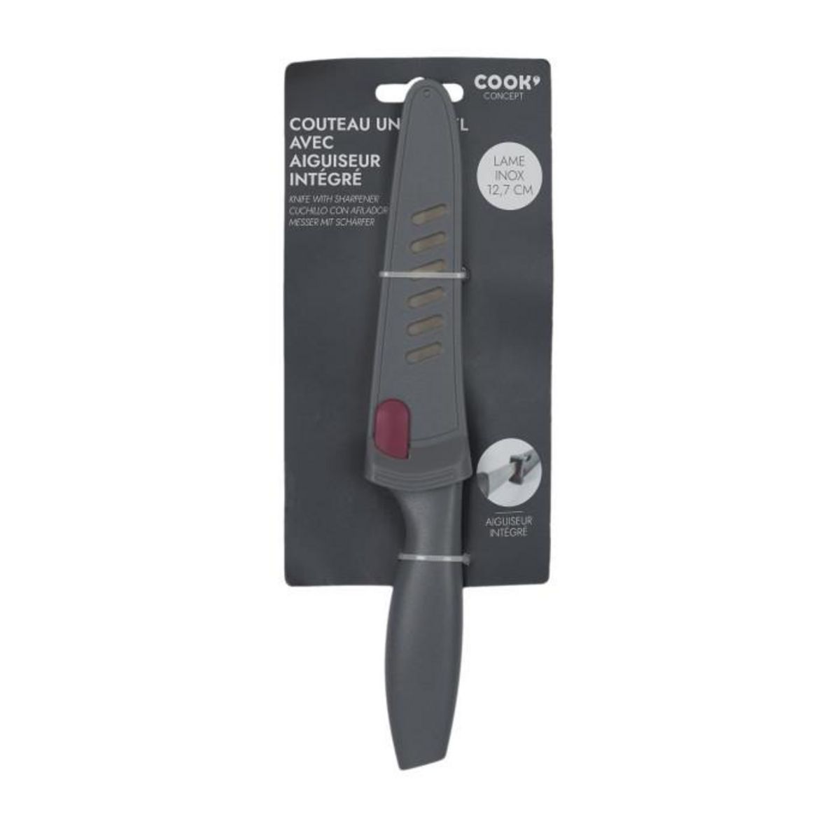 Paris Prix Couteau Utilitaire Inox  Aiguiseur  23cm Gris