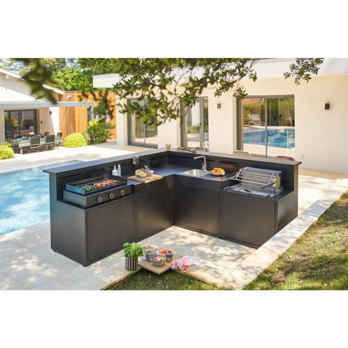 FORGE ADOUR Support plancha SGAF 66 CBN gril acier fermé 66 Comptoir