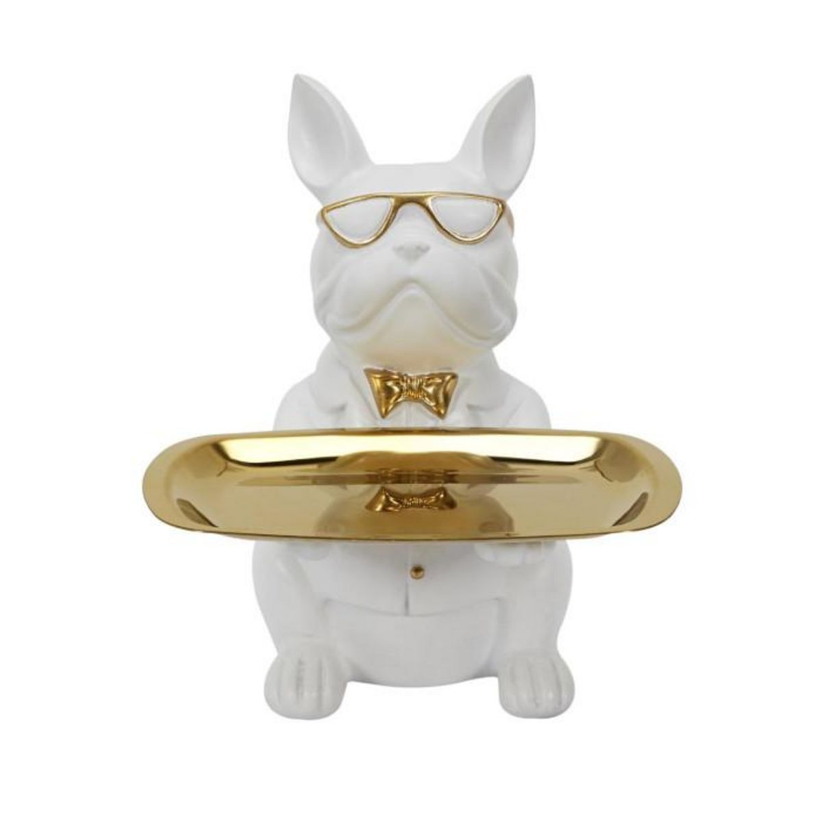 Paris Prix Statuette & Vide-Poche  Bulldog  21cm Blanc