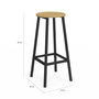 Voir la diapositive 5 : ID MARKET Lot de 4 tabourets de bar DETROIT assise ronde design industriel