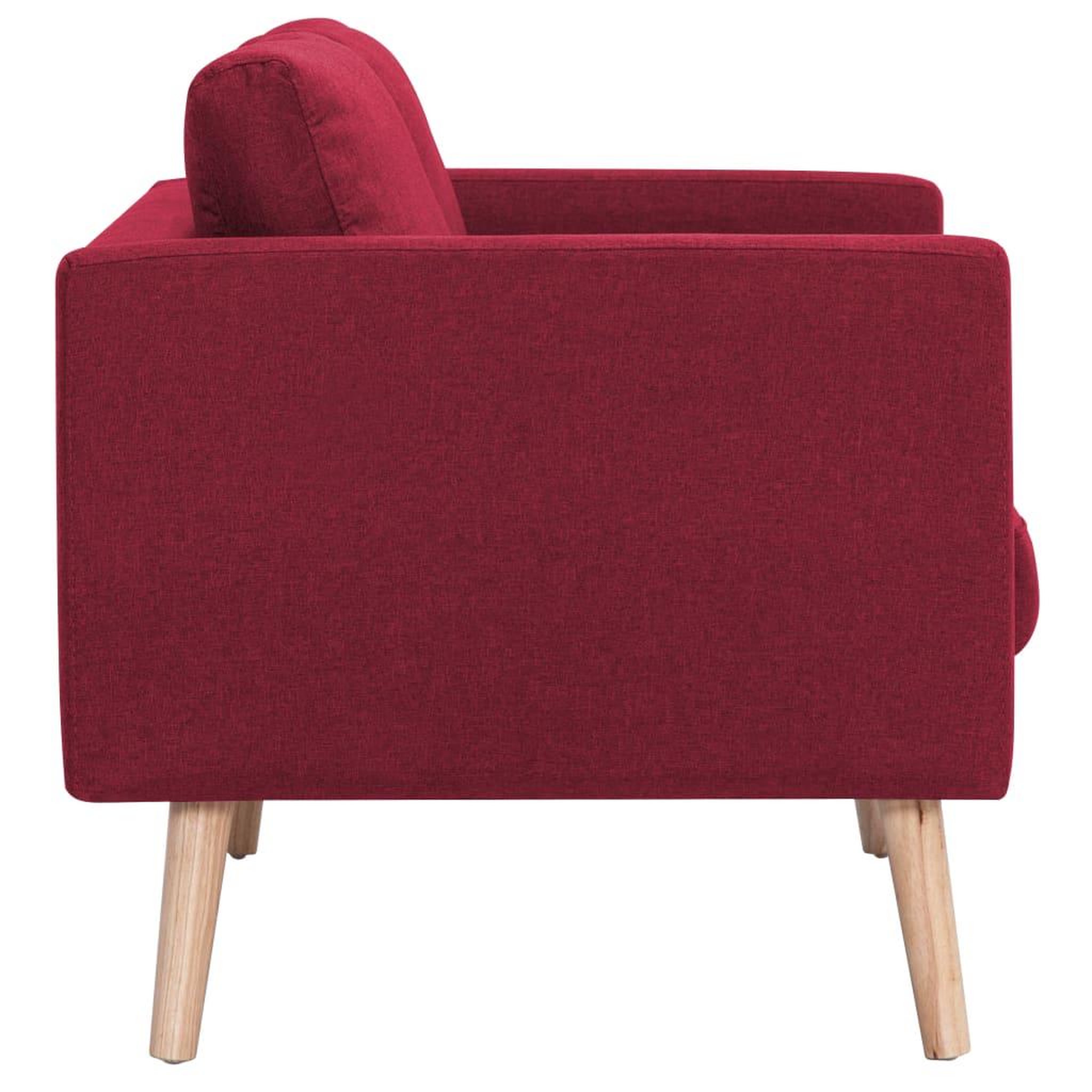 Voir la diapositive 5 : VIDAXL Canape a 3 places Tissu Rouge bordeaux