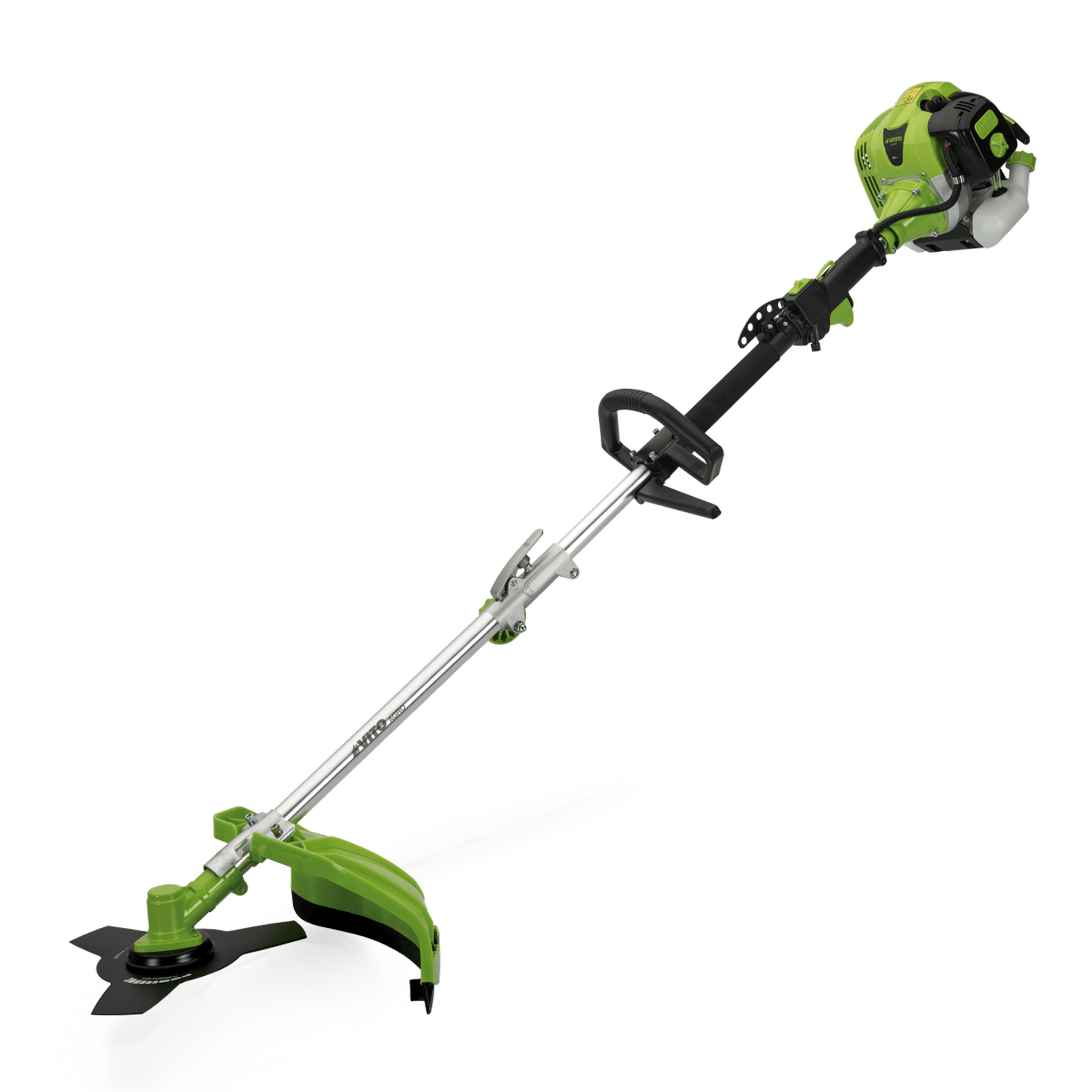 Voir la diapositive 2 : VITO Débroussailleuse thermique  33 cm³ 4 outils en 1 Moteur 2T Coupe bordures Taille haies Tronçonneuse VITO