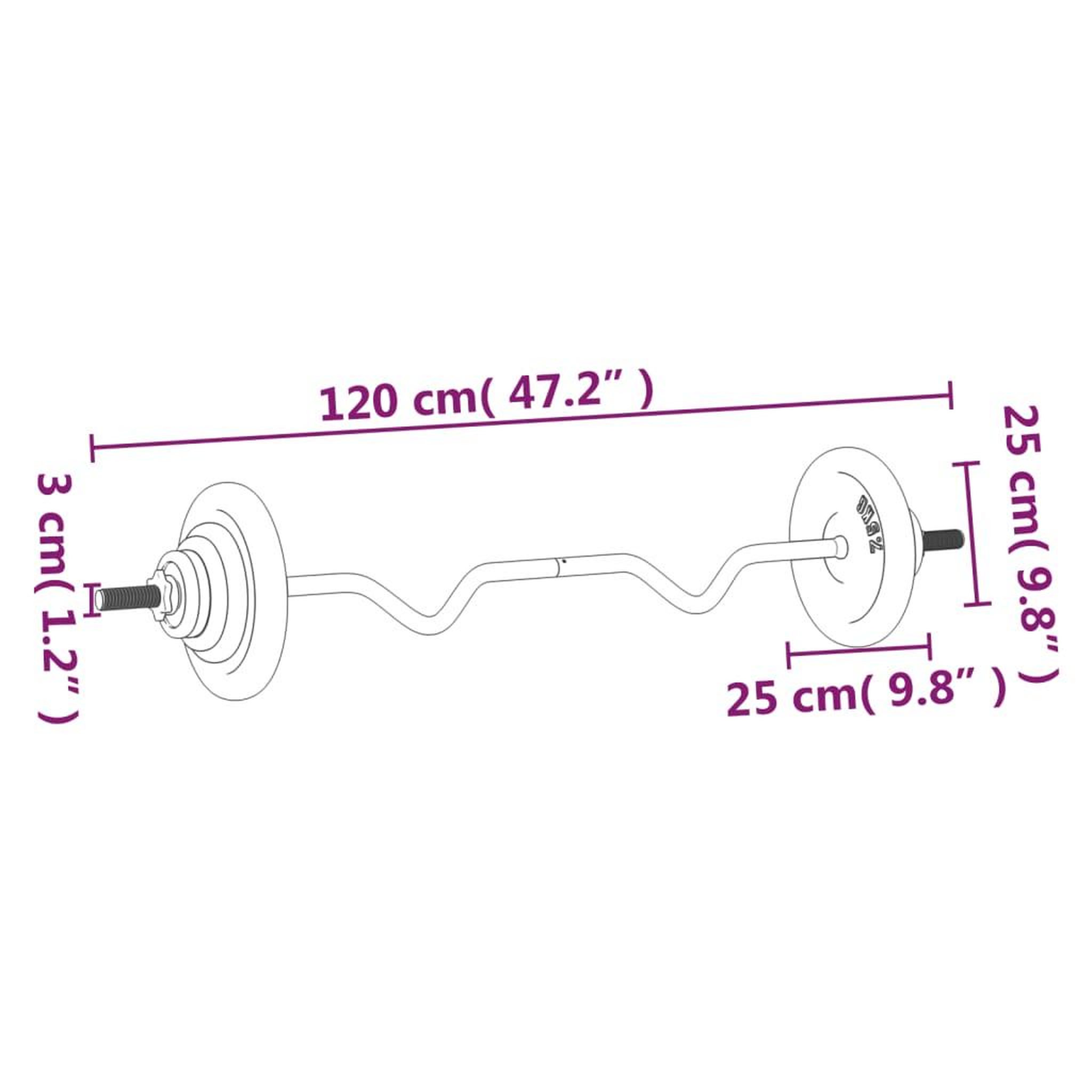 Voir la diapositive 6 : VIDAXL Ensemble d'halteres avec plaques 30 kg fonte et acier chrome