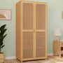Voir la diapositive 2 : ID MARKET Armoire 2 portes EDHEN bois et cannage penderie 80 cm avec étagères rangement maxi capacité
