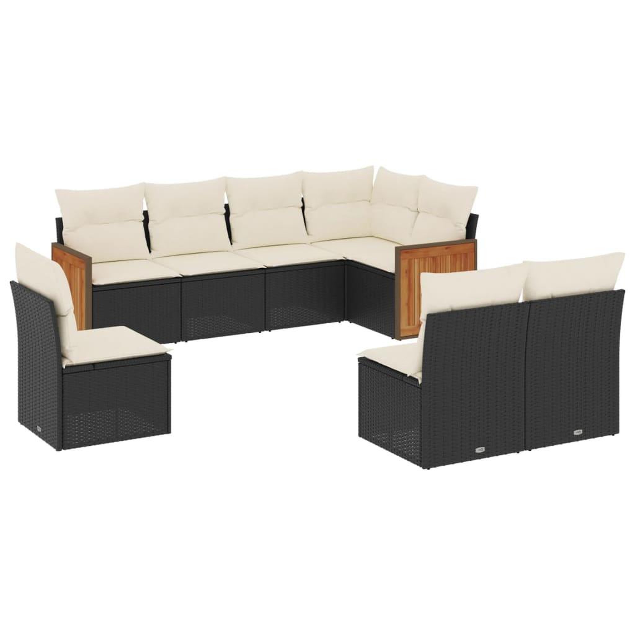 Voir la diapositive 2 : VIDAXL Salon de jardin 8 pcs avec coussins noir resine tressee
