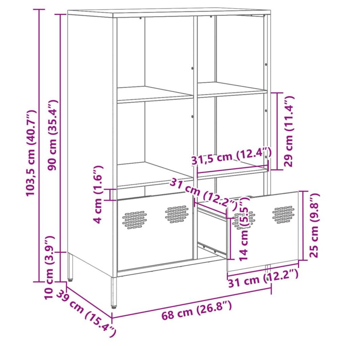 VIDAXL Buffet haut anthracite 68x39x103,5 cm acier