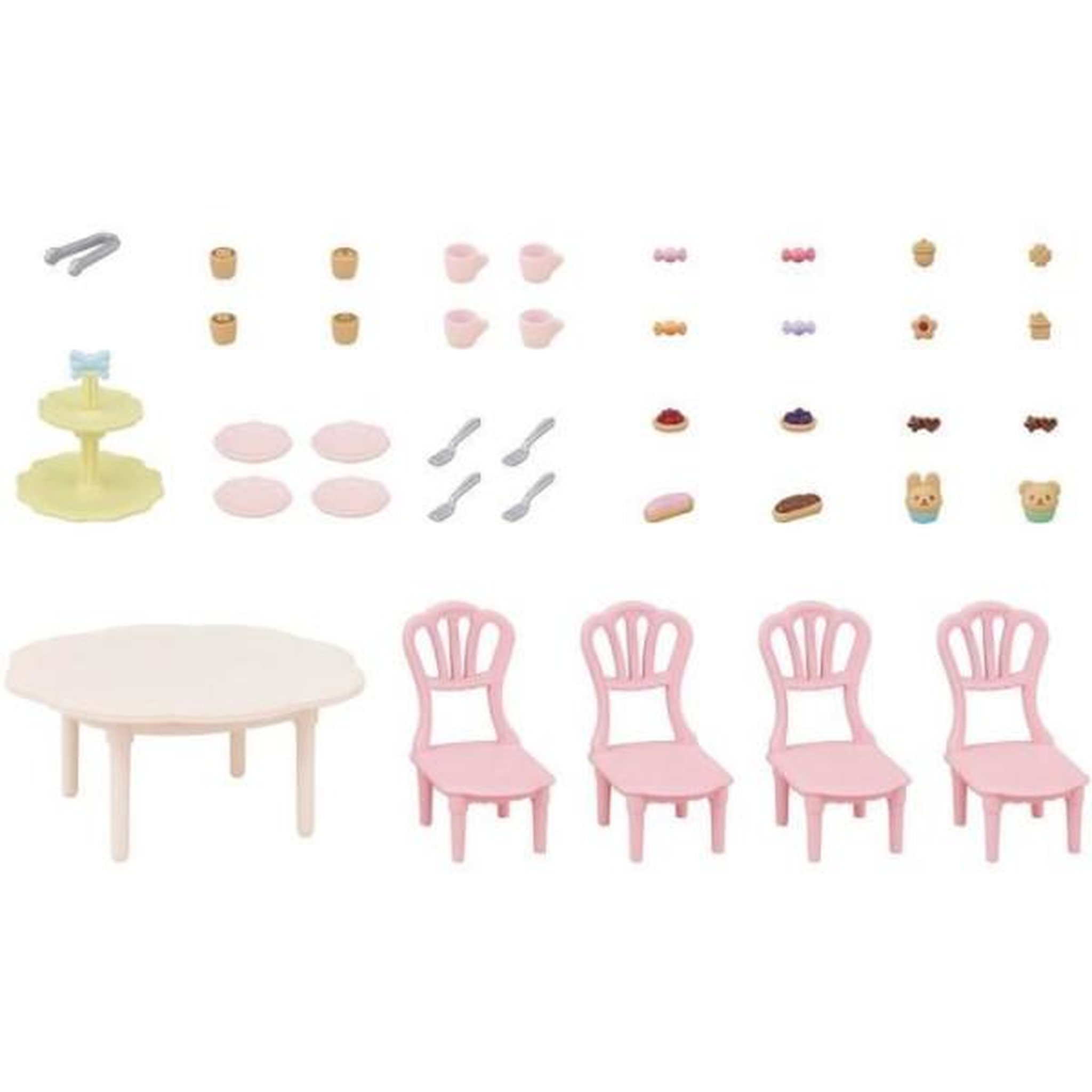 Voir la diapositive 3 : Sylvanian Families La table du goûter - SYLVANIAN FAMILIES - 5742 - Set de table avec chaises, vaisselle et pâtisseries