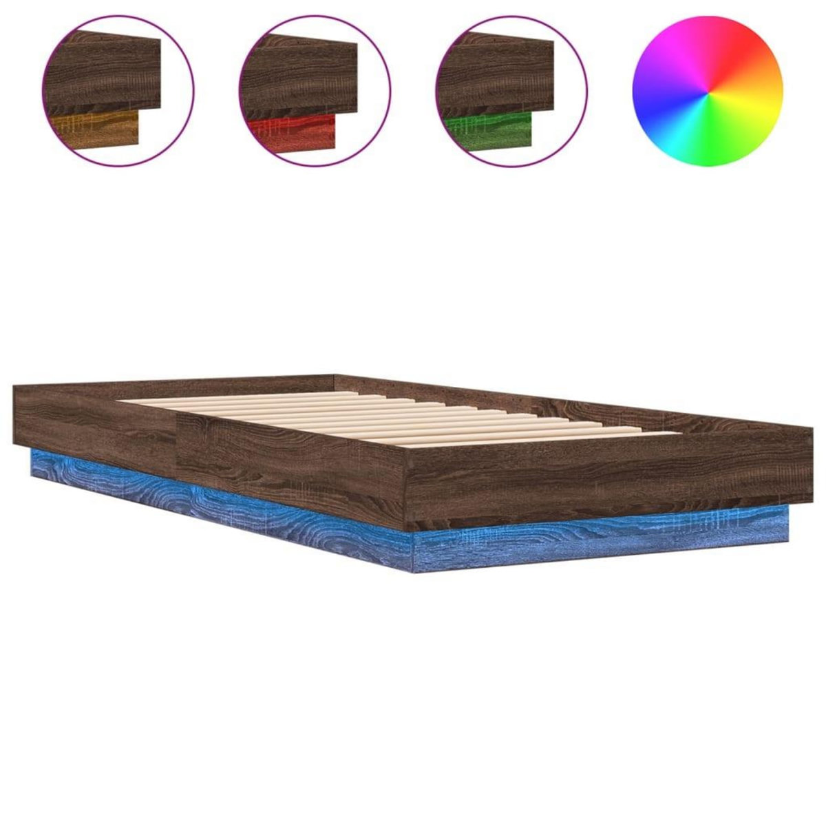 VIDAXL Cadre de lit sans matelas avec lumieres LED 100x200 cm
