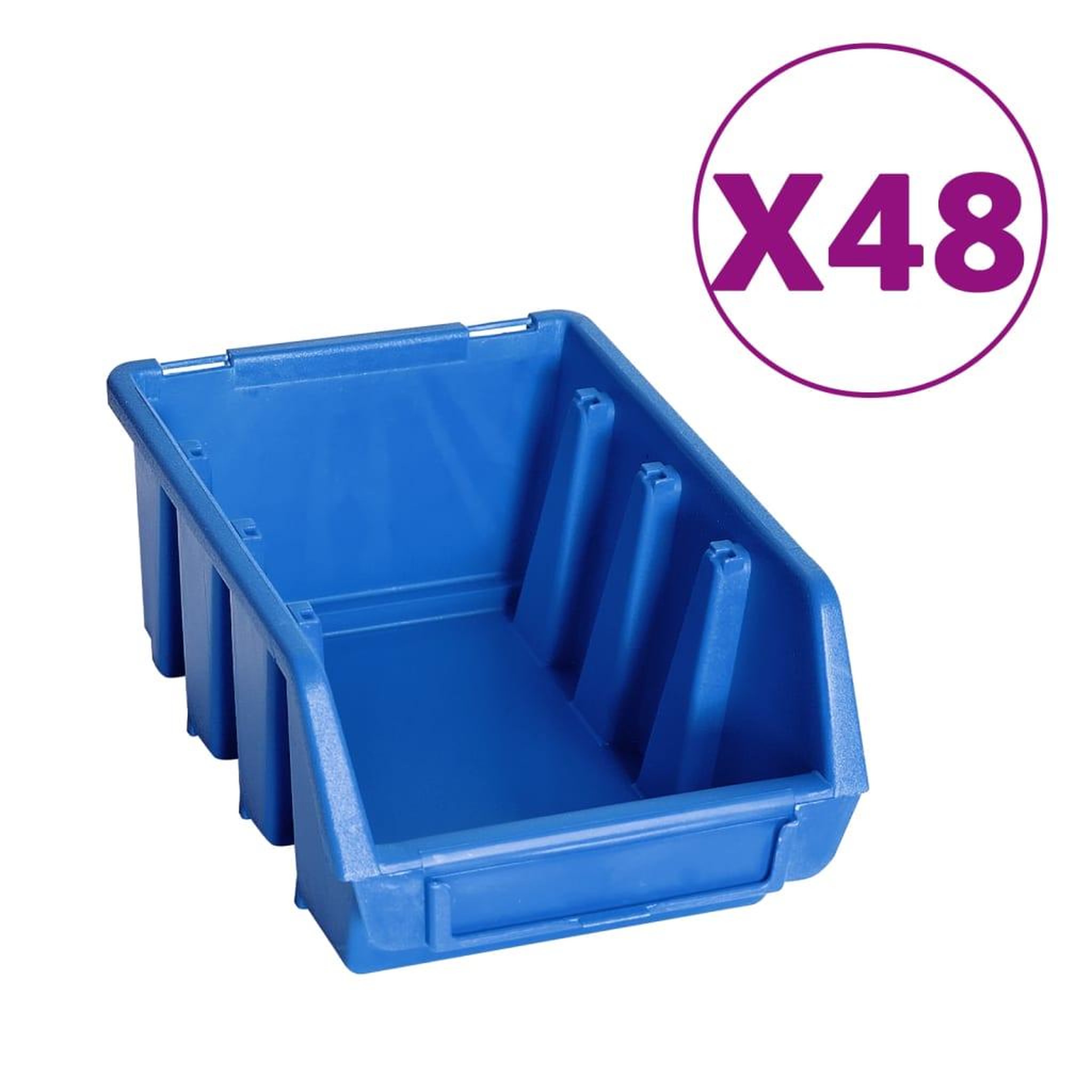 Voir la diapositive 2 : VIDAXL Kit de bacs de stockage et panneaux muraux 128 pcs Bleu et noir