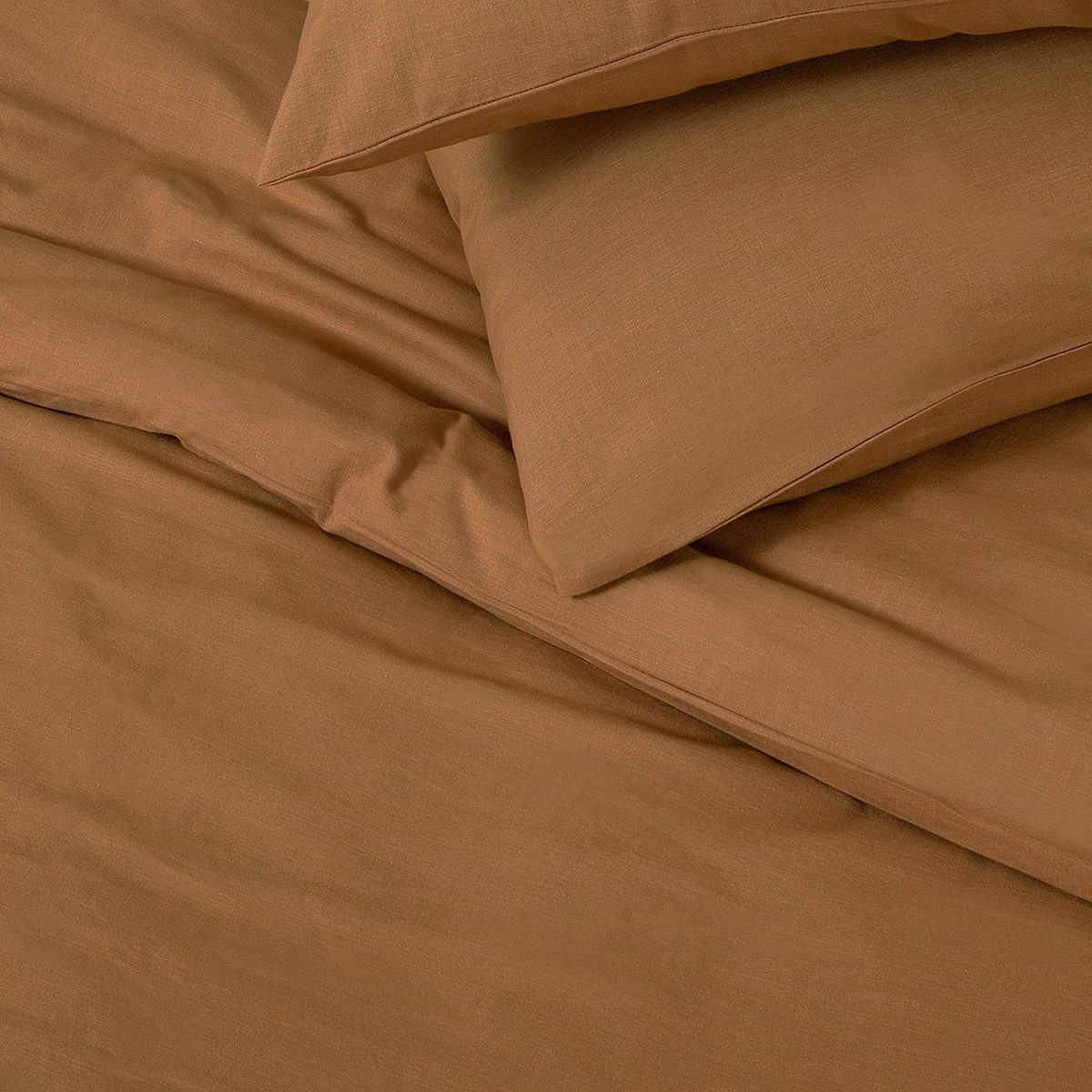 FUTURE HOME Parure de lit 2 personnes unie effet lin