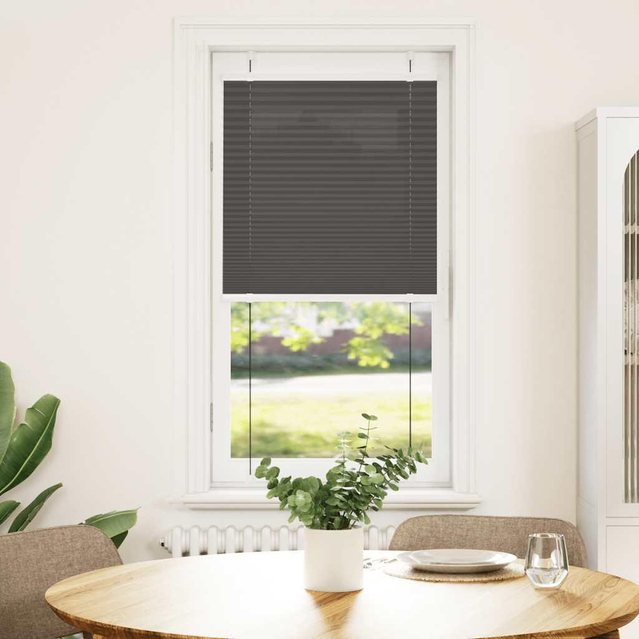 Voir la diapositive 2 : VIDAXL Store plisse noir 55x150 cm largeur du tissu 54,4 cm polyester