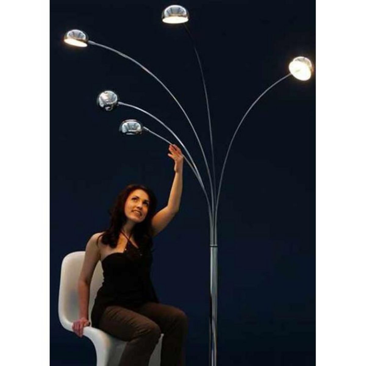 Paris Prix Lampadaire Design  Five  200cm Chrome