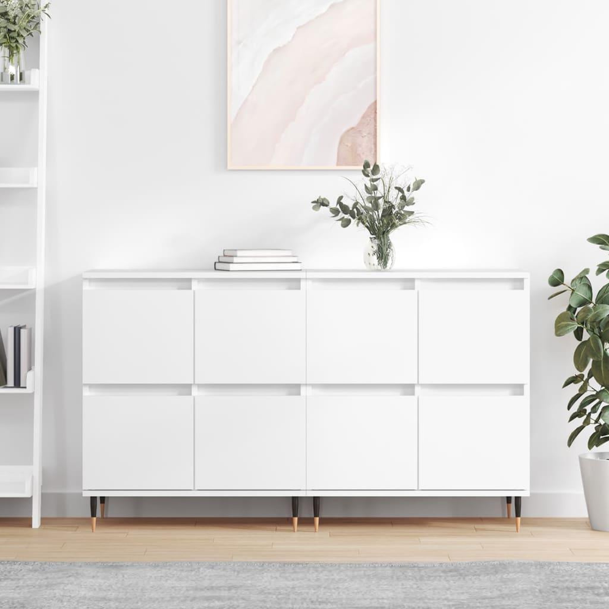 Voir la diapositive 1 : VIDAXL Buffets 2 pcs blanc bois d'ingenierie