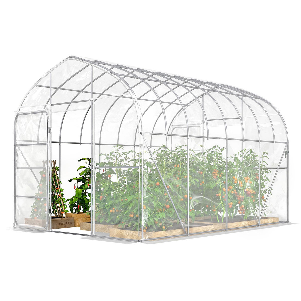 OUTSUNNY Serre tunnel jardin 12 m² - 2 portes - acier galvanisé - bâche transparente