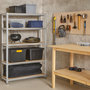 Voir la diapositive 3 : BRIXO Etagère de Garage 5 tablettes Bois MDF 120xP45xH180 cm Charges lourdes 300Kg Structure Acier Rangement Rayonnage BRIXO