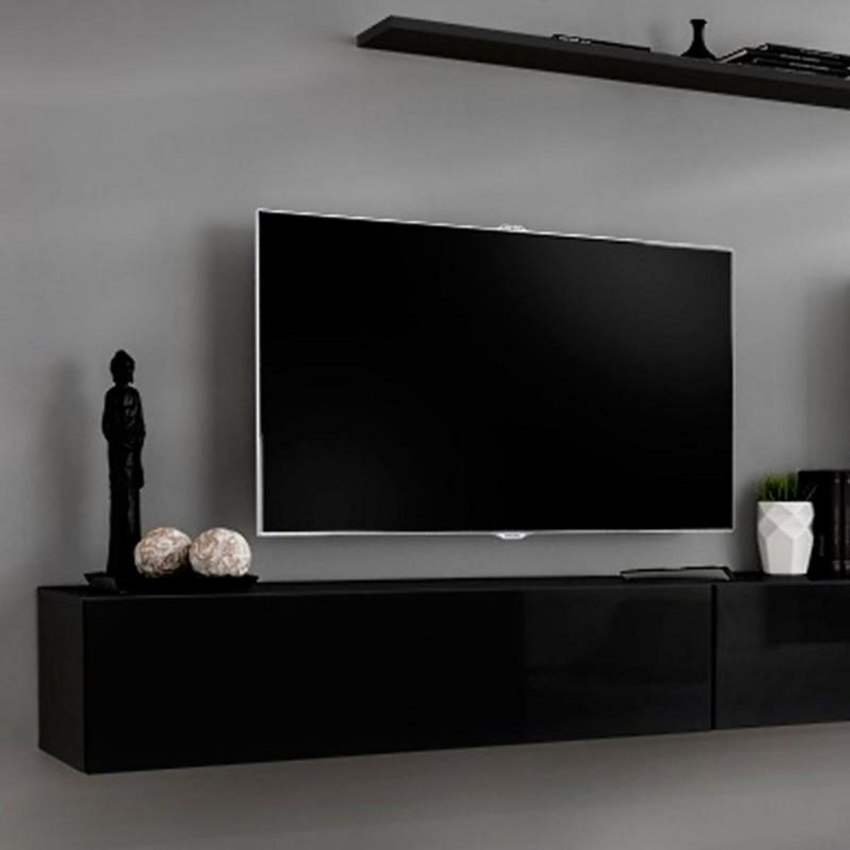 Paris Prix Meuble TV Mural Design  Switch V  250cm Noir
