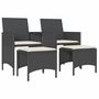 Voir la diapositive 2 : VIDAXL Canape de jardin 2 places avec table et tabourets noir rotin