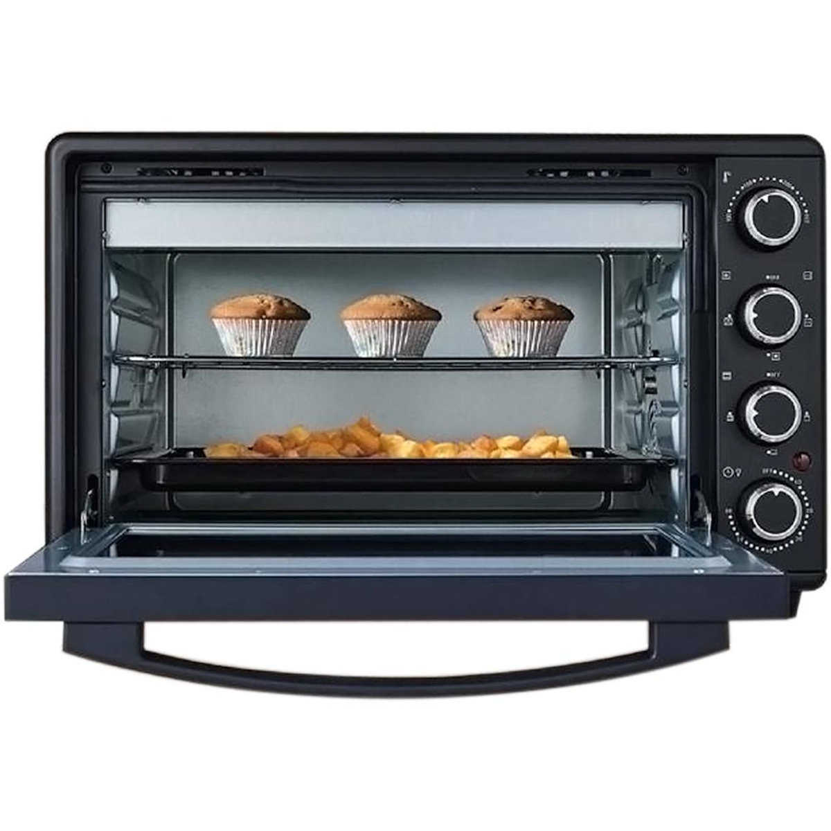 Arthur Martin Four chaleur tournante 45l 2000w noir + tourne-broches - AMP4664