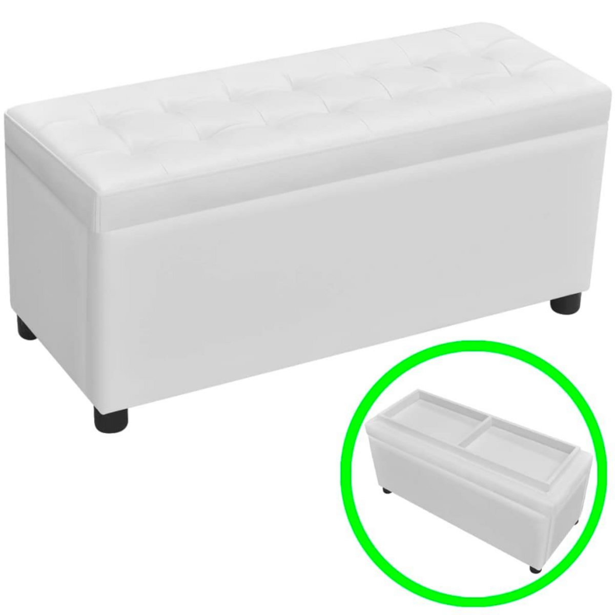 VIDAXL Pouf de rangement Cuir synthetique Blanc