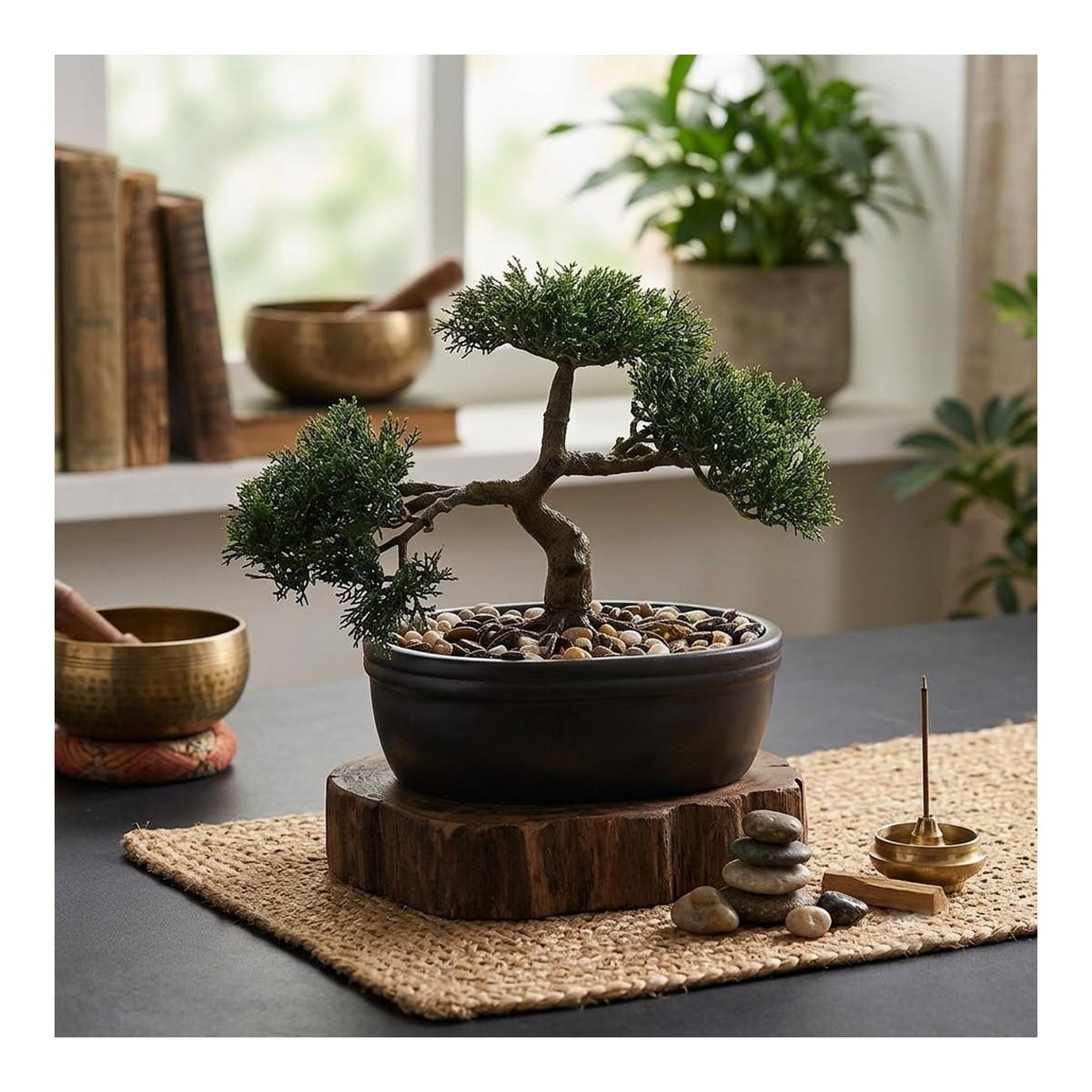 Voir la diapositive 3 : ATMOSPHERA Plante Artificielle en Pot  Bonsaï  23cm Vert