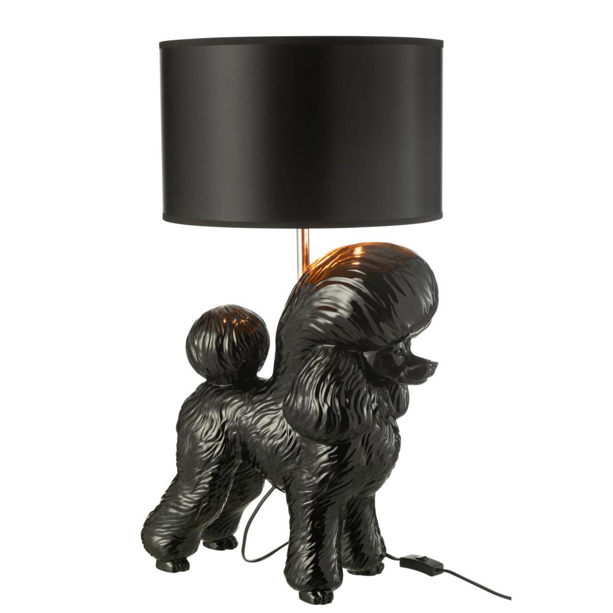 Voir la diapositive 2 : J-LINE Lampe à poser déco  caniche  74cm noir