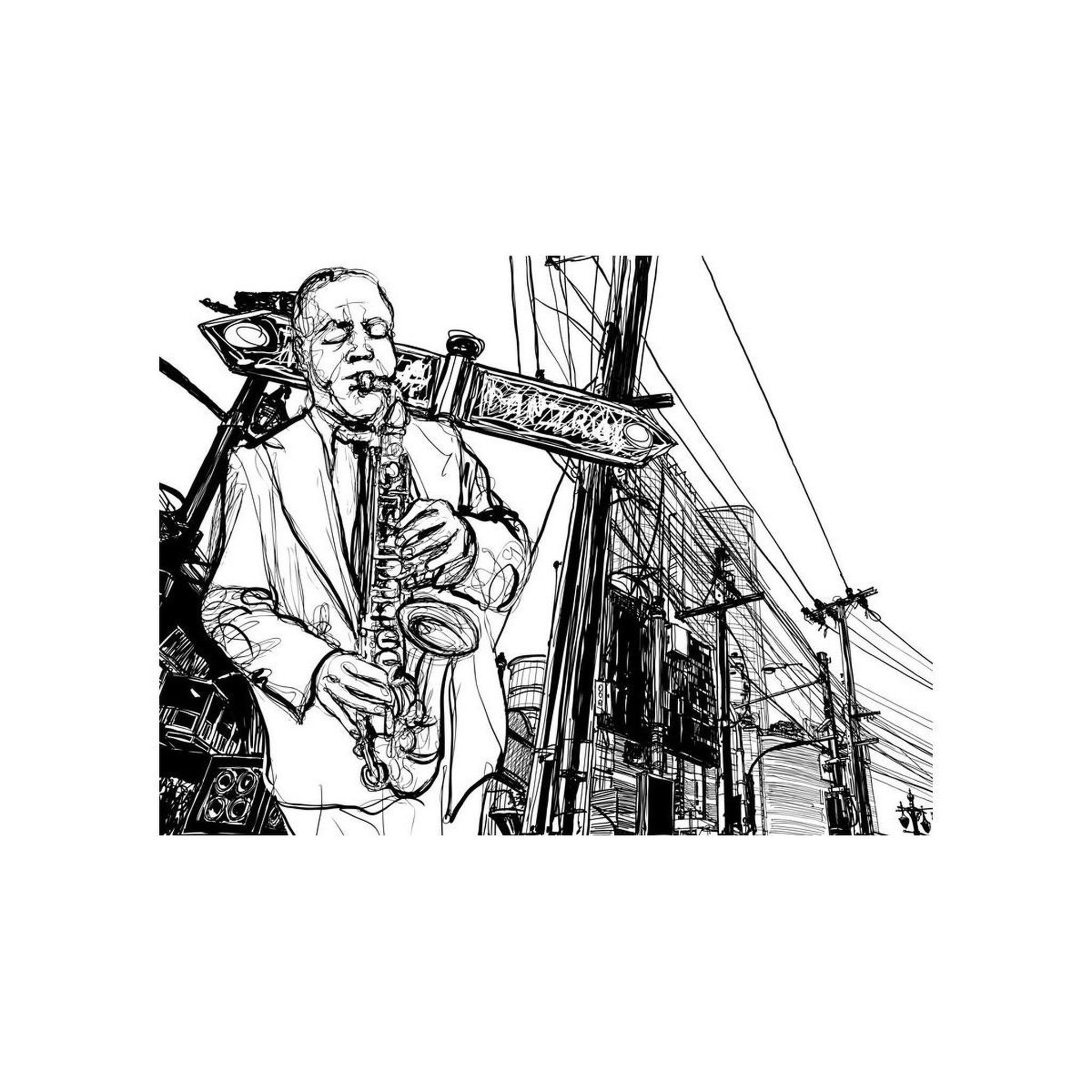 Voir la diapositive 2 : Paris Prix Papier peint  saxophone recital on broadway