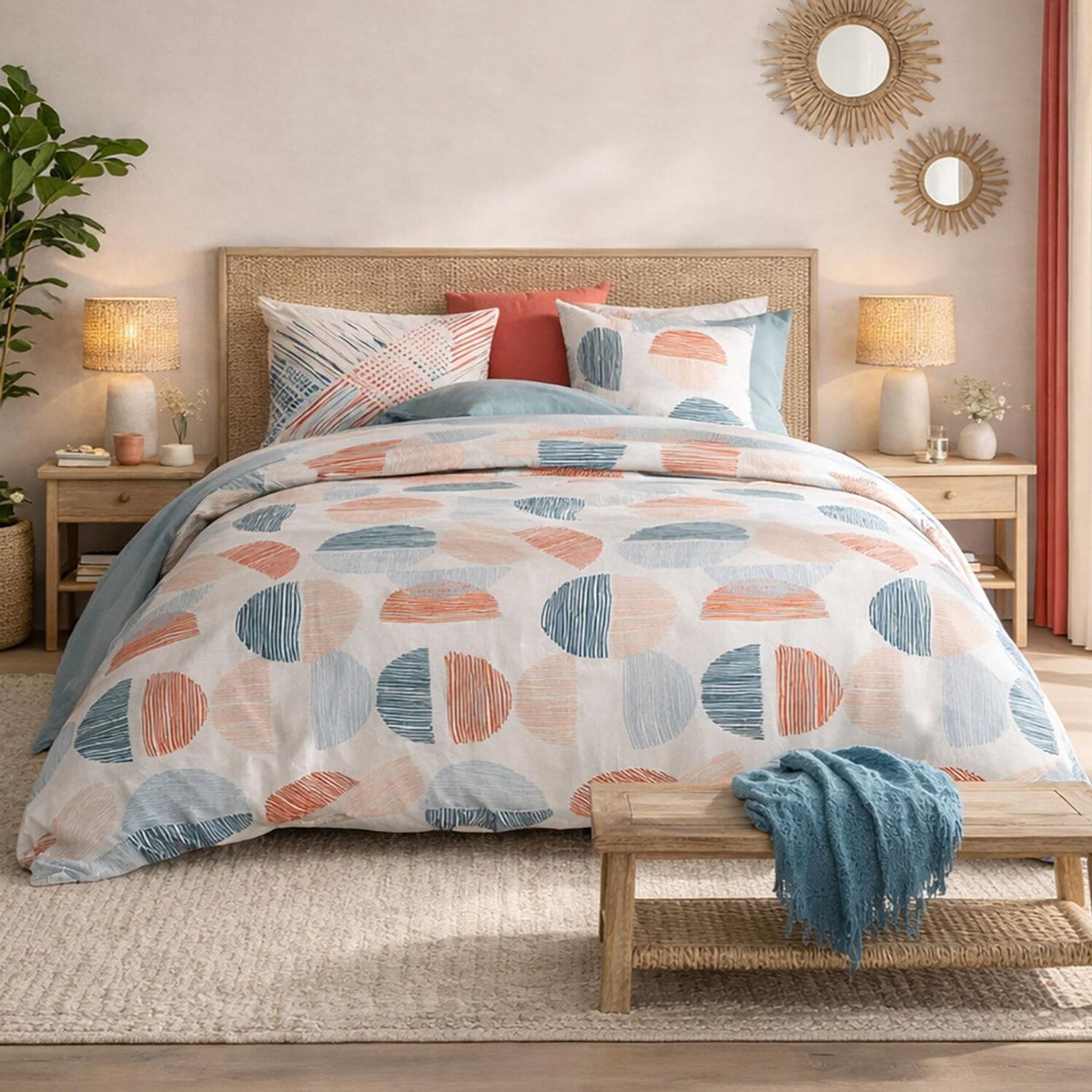 Les Ateliers du Linge Parure de housse de couette 100% coton 57fils halley