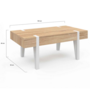 Voir la diapositive 5 : ID MARKET Table basse 1 tiroir AUSTRIA bois pied épingle blanc