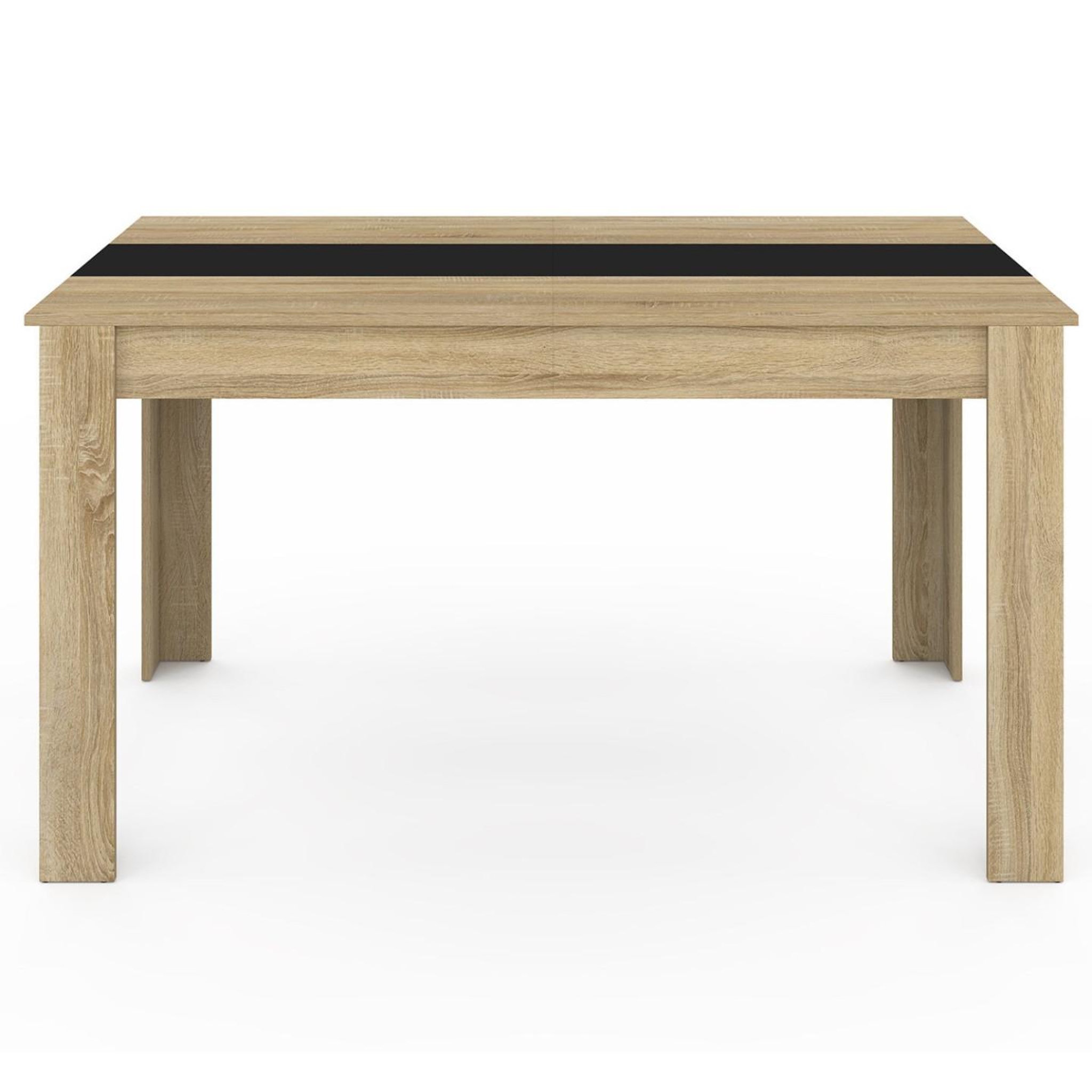 Voir la diapositive 3 : ID MARKET Table à manger rectangle georgia 6 personnes imitation hêtre et noire 140 x 80 cm