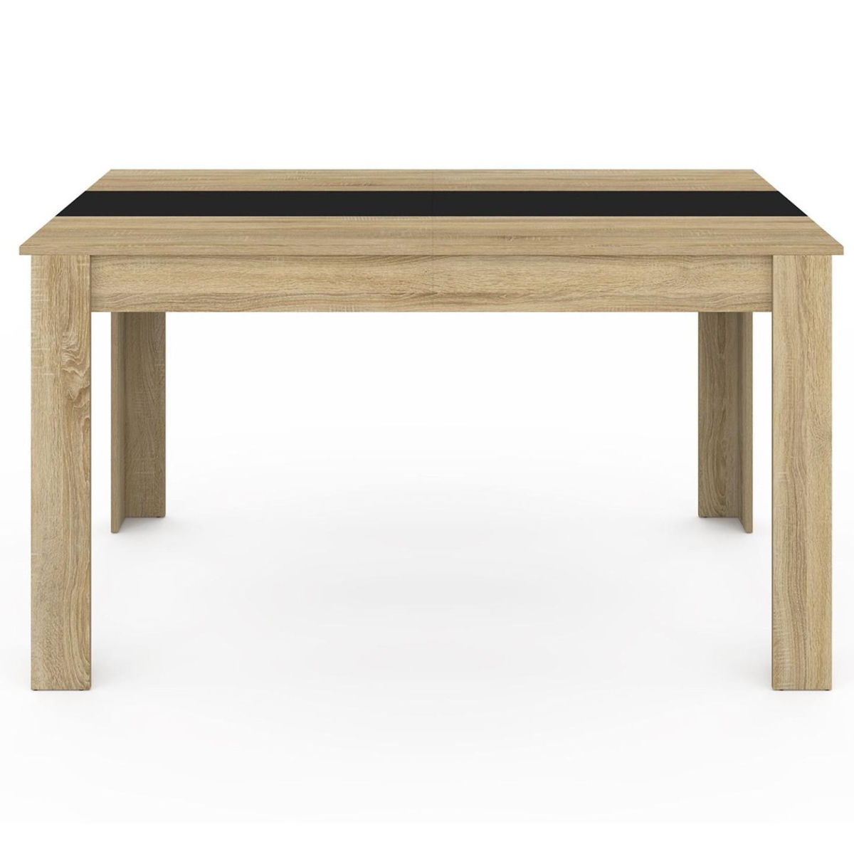 ID MARKET Table à manger rectangle GEORGIA 6 personnes imitation hêtre et noire 140 x 80 cm