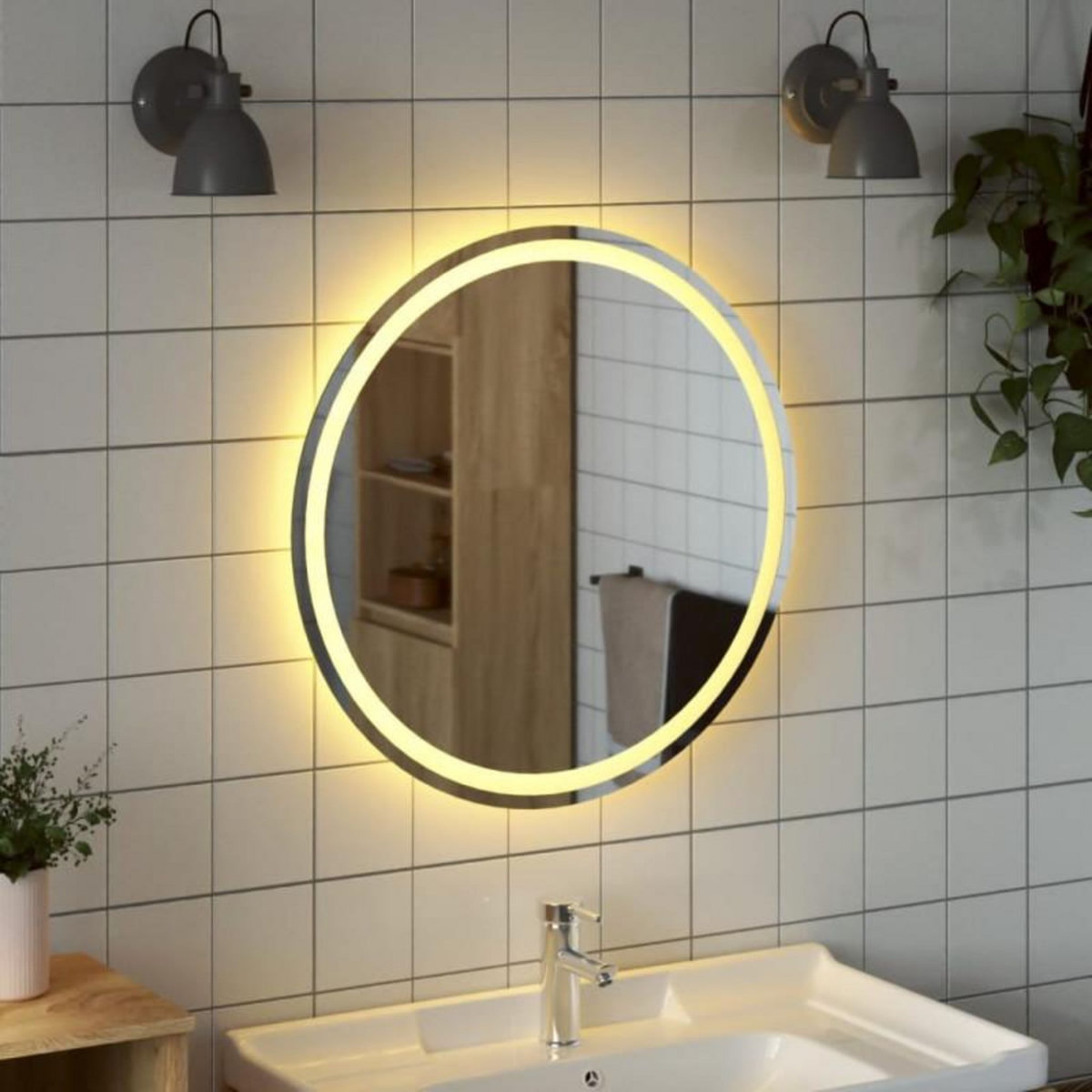 VIDAXL Miroir de salle de bain à LED 70 cm rond