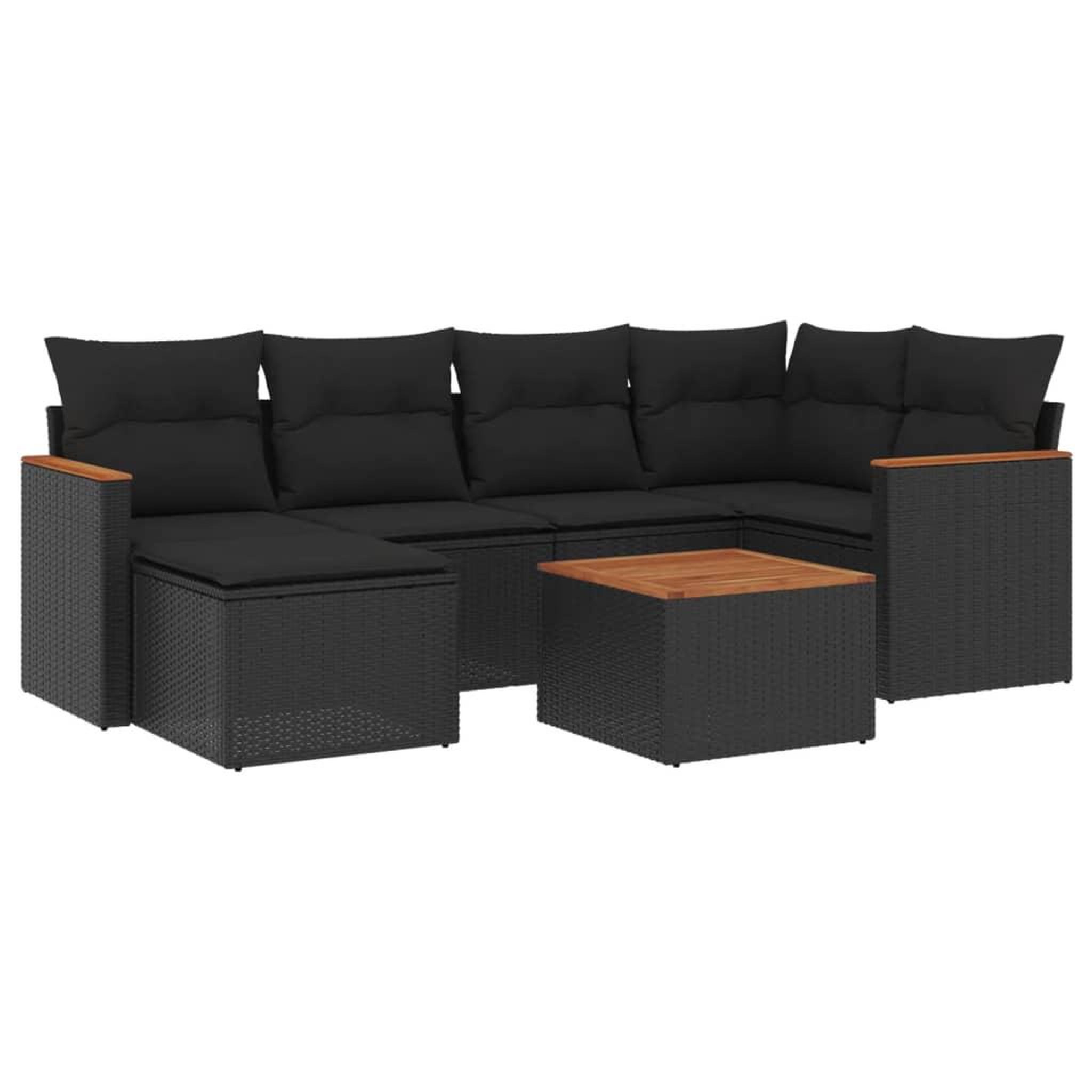 Voir la diapositive 2 : VIDAXL Salon de jardin 7 pcs avec coussins noir resine tressee