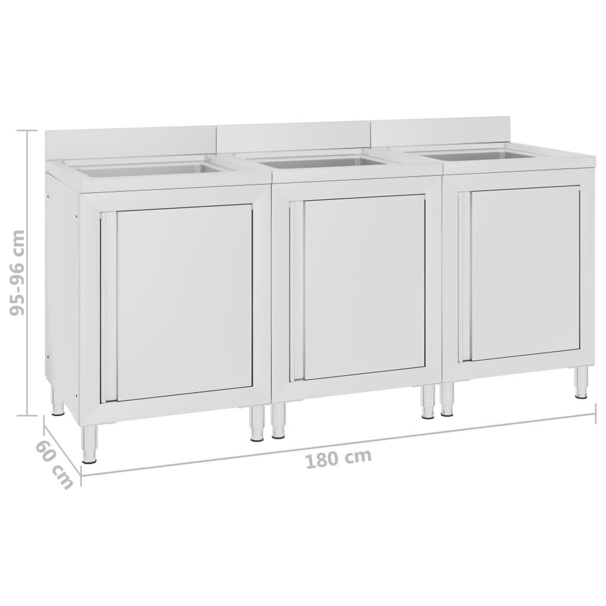 Voir la diapositive 5 : VIDAXL Eviers de cuisine commerciaux 3 pcs Acier inoxydable