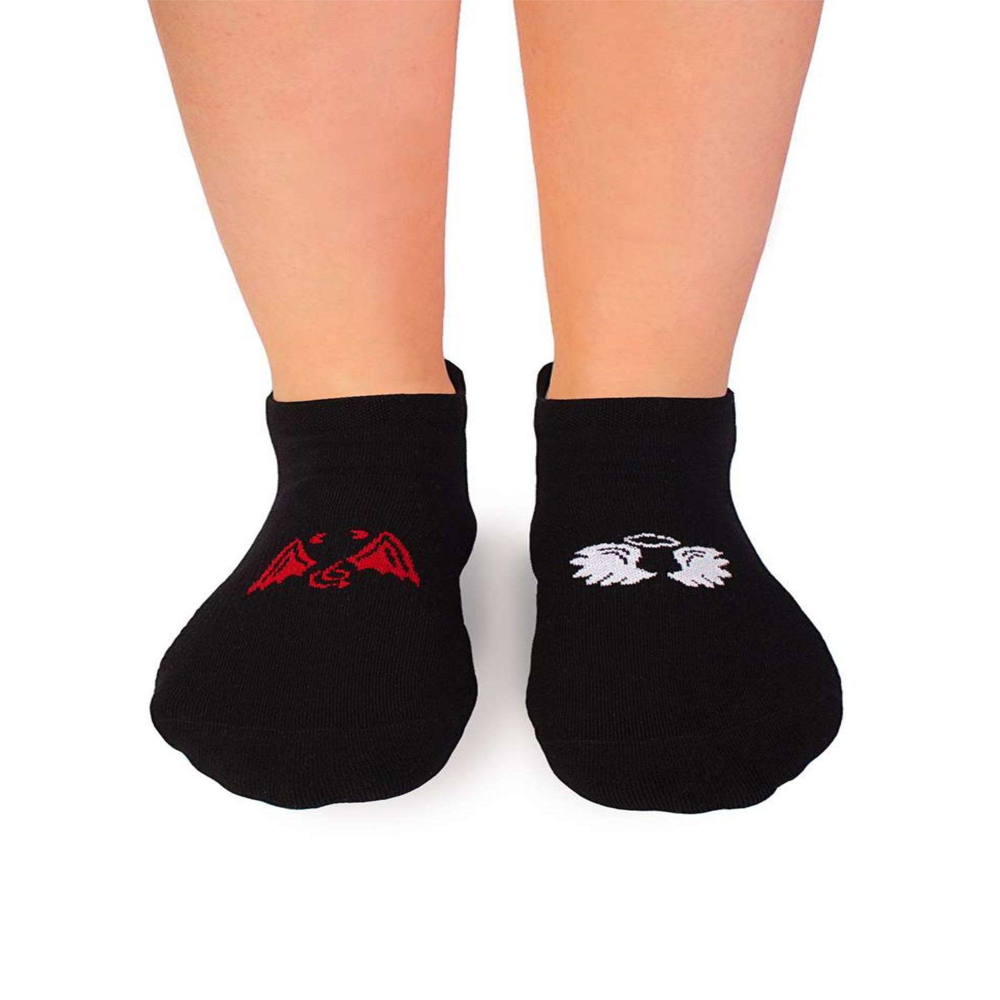 PIRIN HILL Socquettes active day noires ange & démon. Coloris disponibles : Noir
